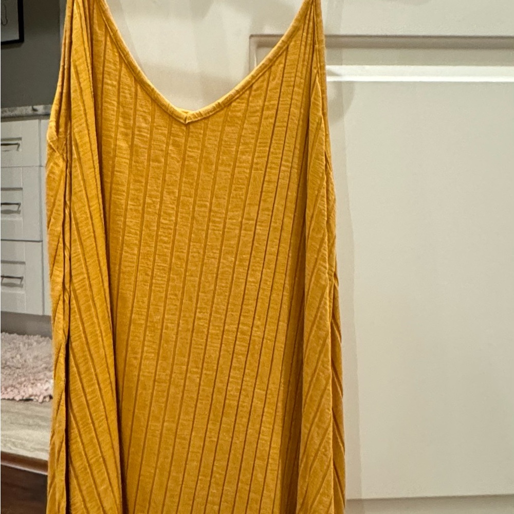 Yellow Ribbed Sleeveless Dress